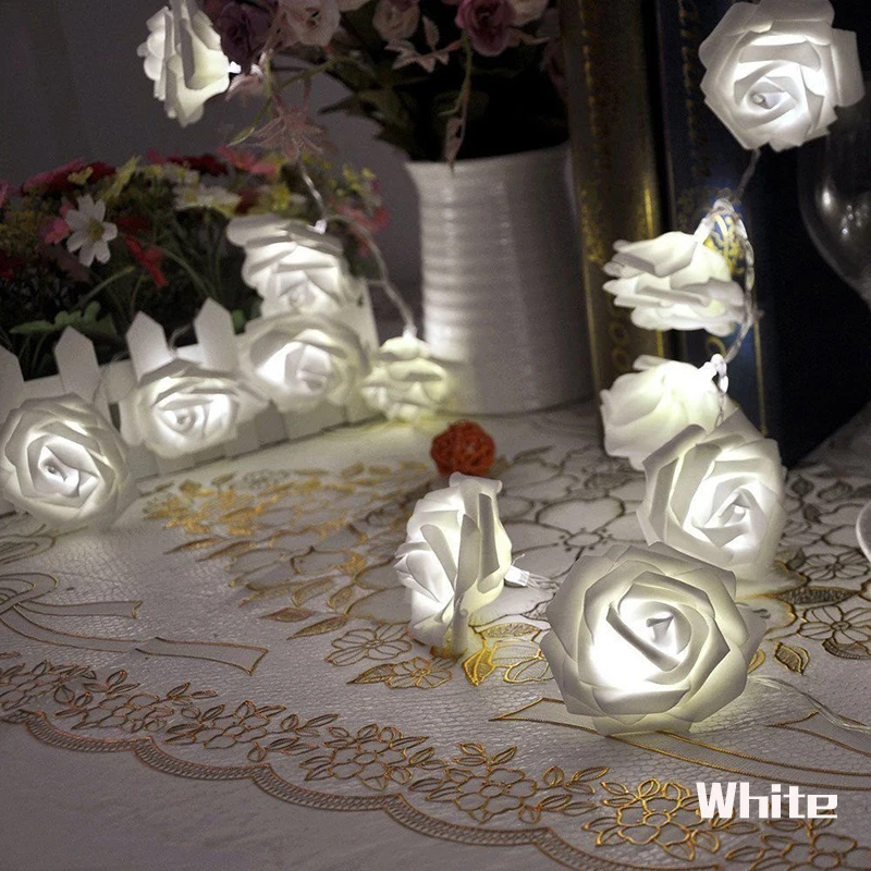 Guirnalda 20 unids/set Rosa flor Hada luces decorativas cadena luces guirlande lumineuse LED jardín fiesta Decoración Guirnalda 20 unids/set Rosa flor Hada luces decorativas cadena luces guirlande lumineuse LED jardín fiesta Decoración