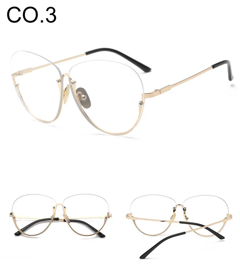 Трендовые прозрачные очки для женщин, прозрачные линзы, оптическая оправа, суперзвезда, уникальные прозрачные очки, полуоправы, очки, поддельные очки - Цвет оправы: CO3gold