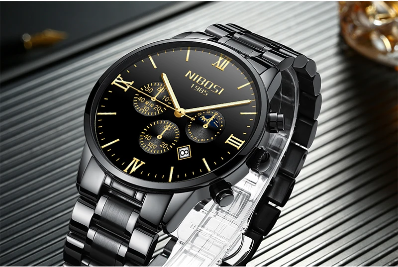 NIBOSI Dress Watch Men Gold 2018 Luxury Brand Men's Watch Waterproof Stainless Steel Famous Wristwatch Man Clock Water Resistant (10)
