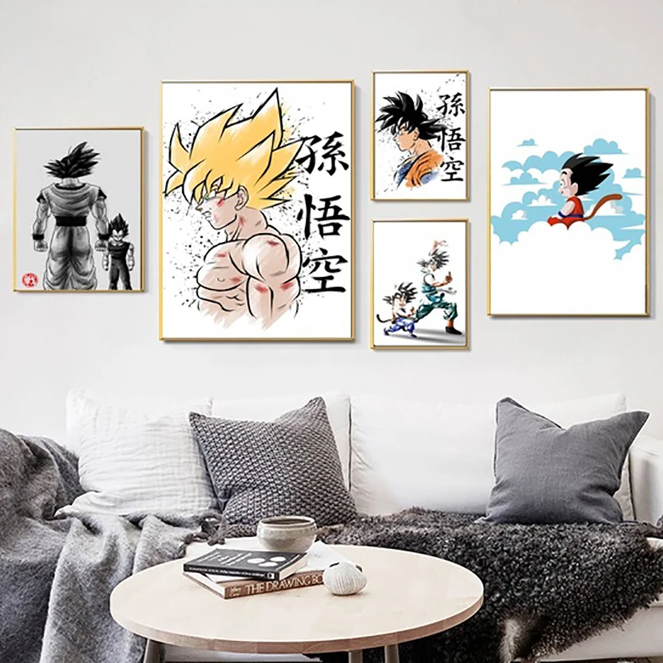 Домашний декор Nordic стиль холст современный Dragon Ball Гоку живопись картины на стену печатает акварель модульная плакат для комнаты мальчика