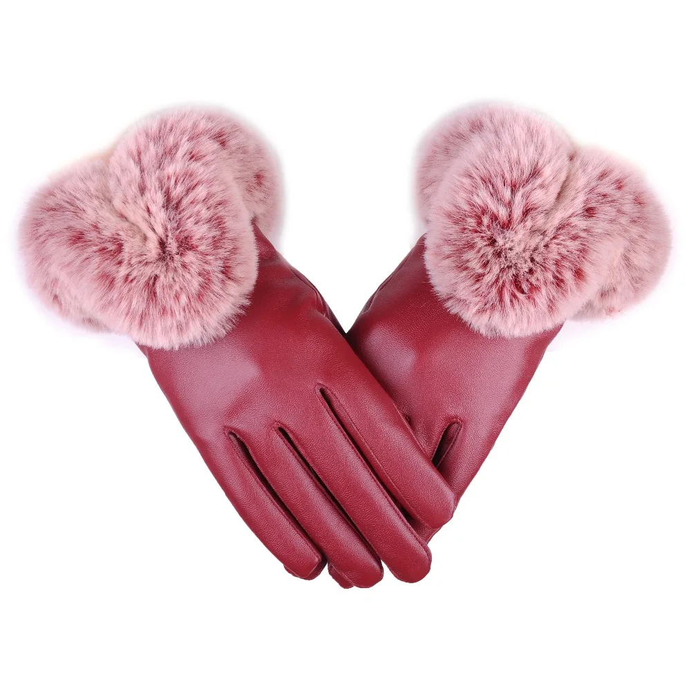 Перчатки с сенсорным экраном Женские зимние кожаные перчатки с сенсорным экраном модные теплые зимние перчатки для девочек женские кожаные перчатки s