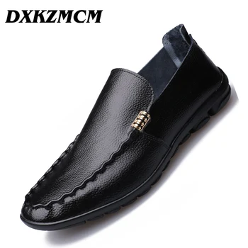 

DXKZMCM Men Casual Loafers Black Leather Driving Moccasins Slip on Men Loafers Shoes