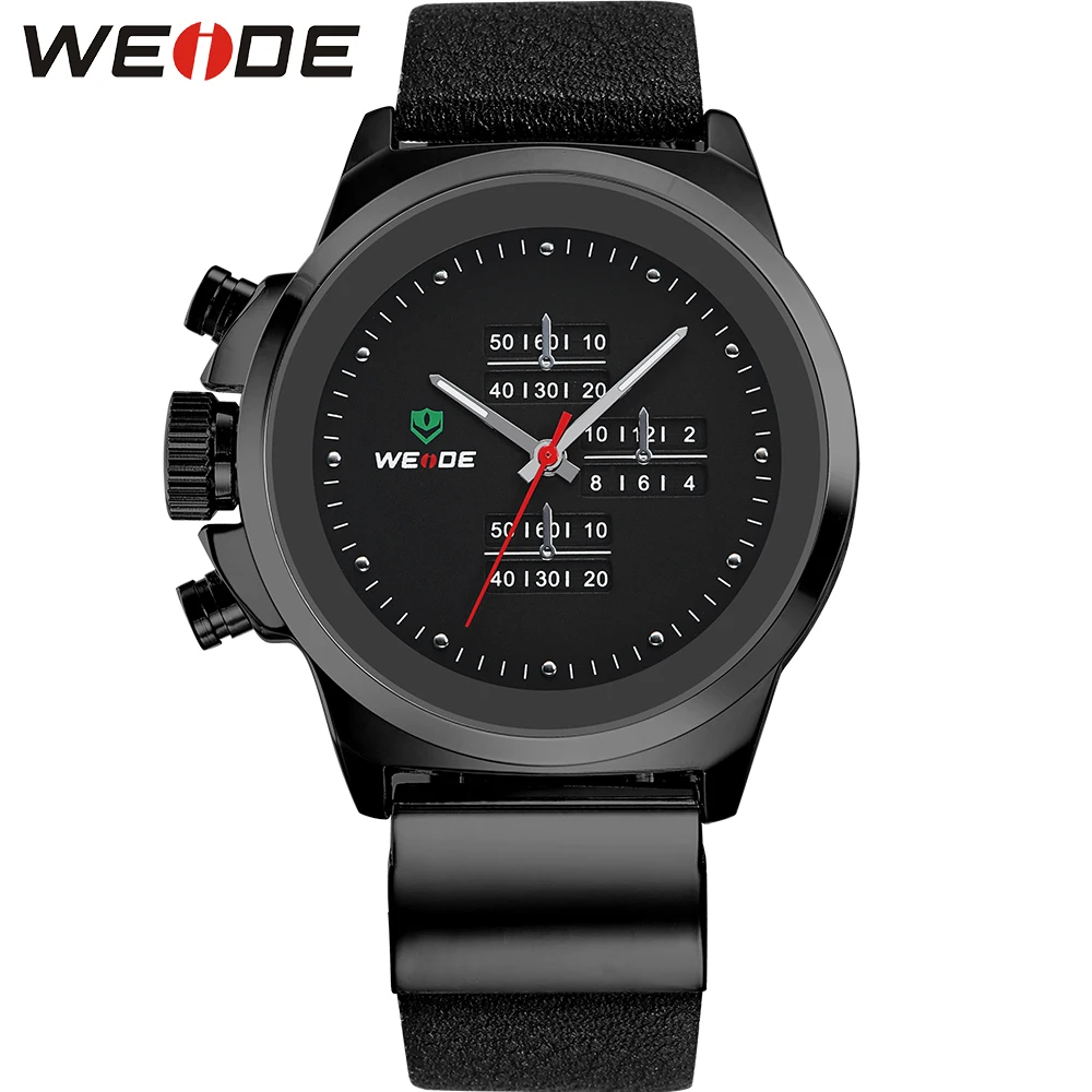 WEIDE Черные Часы Наручные Мужские Военные Водонепроницаемые Антиударные