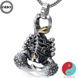 Ретро цельное Настоящее 925 ожерелье из состаренного серебра винтажное шесть слов мантра Скорпион мужской женский кулон ожерелье