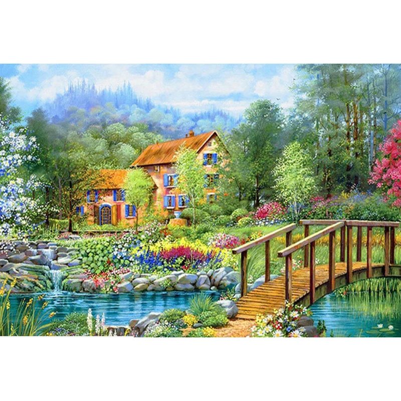 5d Diy Diamond painting Natural scenery hut Rhinestone Cross stitch