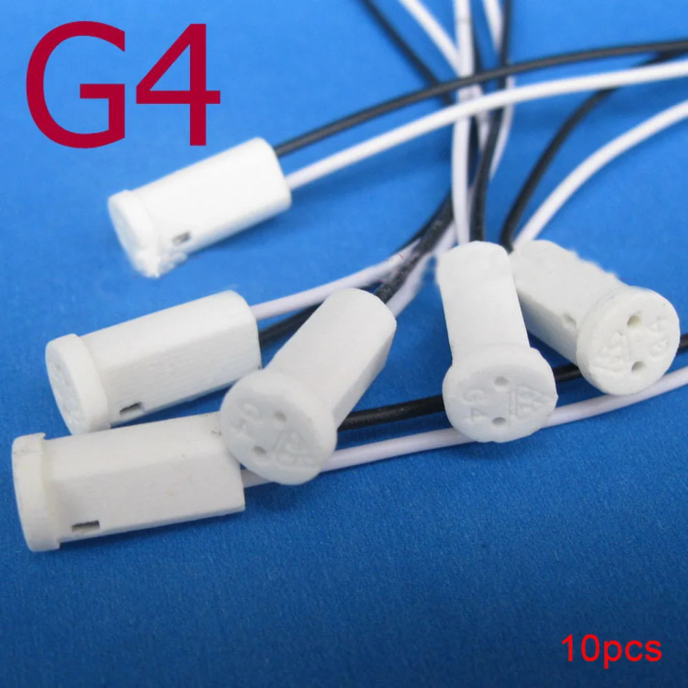

10pcs 50cm 12 V Wire Round Lamp Holder Socket Ceramic Crystal Lamp Holder Bulb Plug G4 LED Bulb Socket Bases