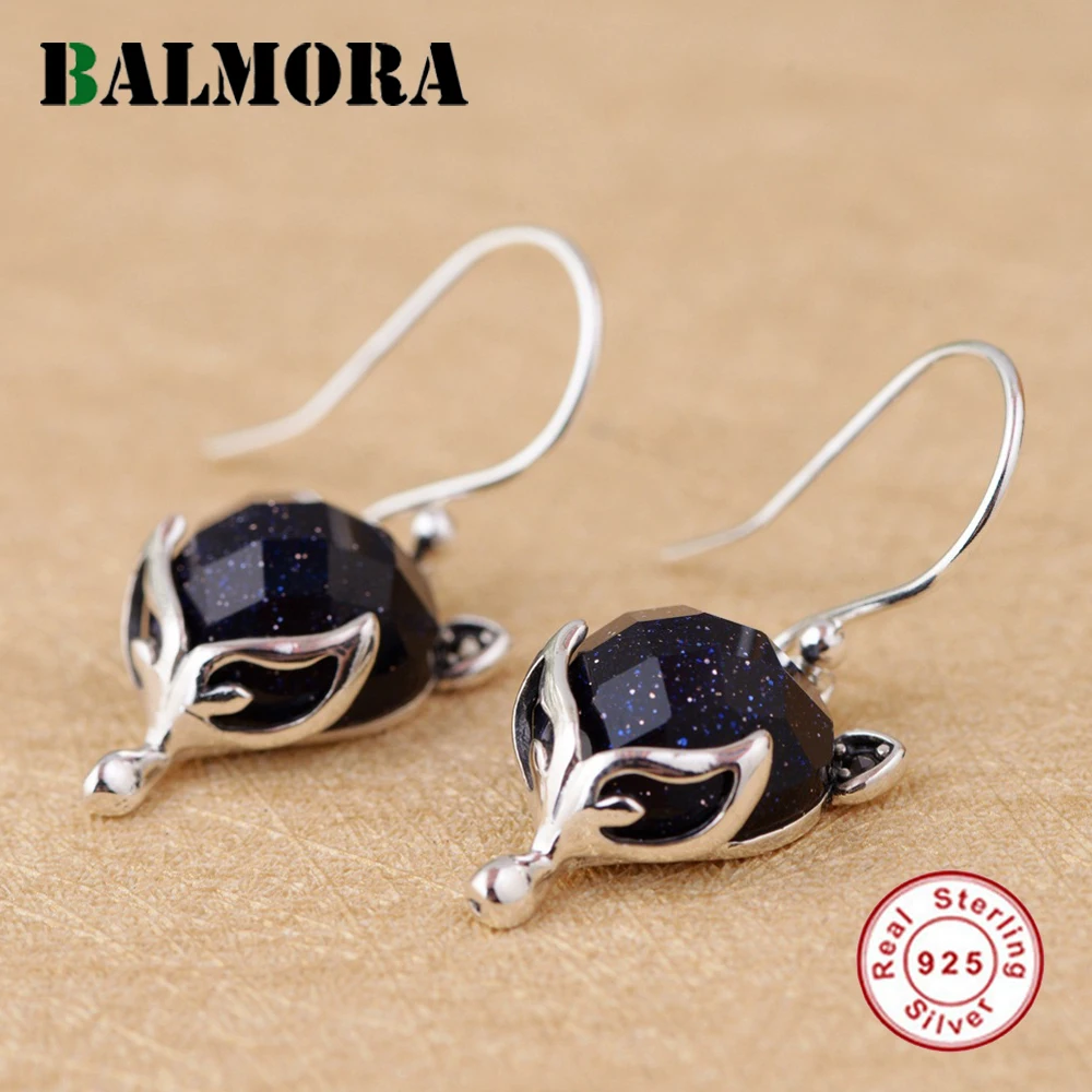BALMORA настоящие 925 пробы серебряные лисицы Висячие серьги для женщин подарок серьги в виде животных ретро модные ювелирные изделия Aretes MN30934