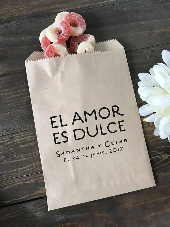 Personalizzare Stampa El Amore Es Dolce Da Sposa Popcorn Buffet Della Caramella Del Biscotto Dessert Trattare Sacchi Di Caffè Tè Al Miele Regalo Di No