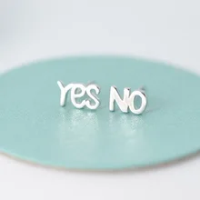 Новинка, очаровательные 925 пробы серебряные серьги с надписью YES NO для женщин, лидер продаж, серьги-подвески Plata 925, массивные ювелирные изделия, подарок для девочек