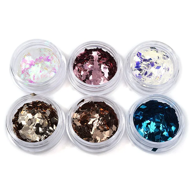 Nail Glitter Powder Set Holographic Colorful Nail Sequins Polish Flakes Decorations Manicure Tips Kit Nail Tool