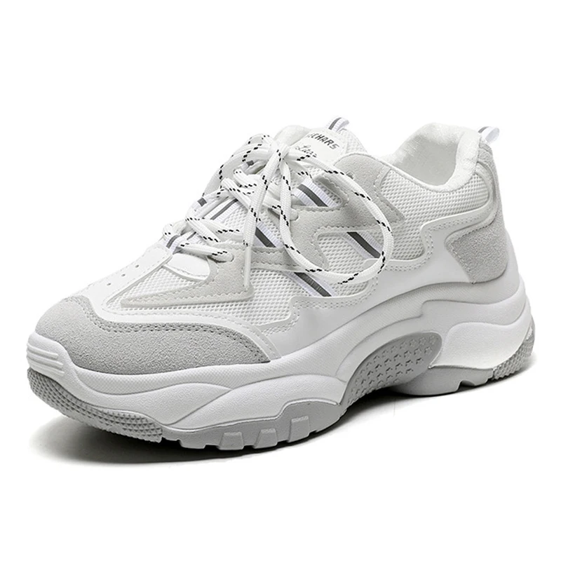 2019 Spring Autumn Shoes Women Platform Shoes Ladies Lace Up Casual Shoe Creepers Harajuku Punk Sneakers Girl Female White Shoes (7)