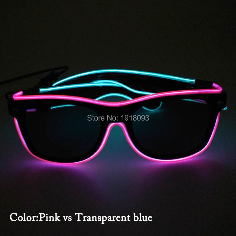 Special Price 2019 New Style Double Color EL Wire Sunglasses with black lens LED neon rope tube 50pcs Wholesale party glasses