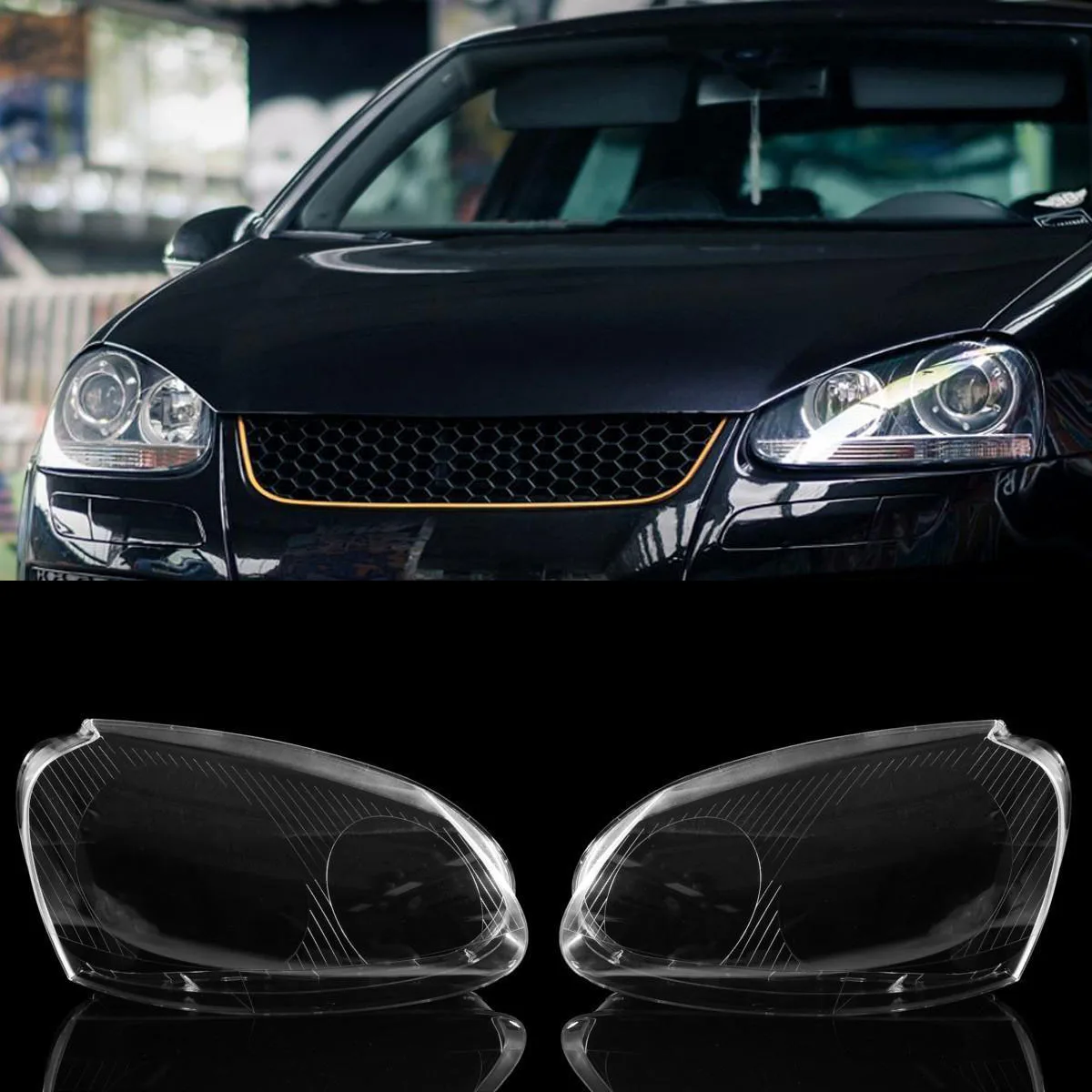 JX LCLYL 1pair Headlight Clear Lens Cover For VW MK5 Rabbit Jetta GTI 06 09 R32 08in Shell from