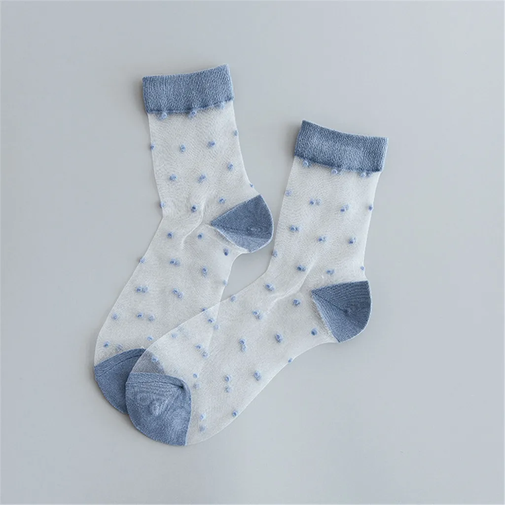 Женские носки mujer носки женские летние модные Прозрачные шелковые носки в горошек короткие милые носки T426