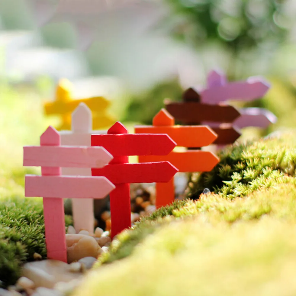 

bonsai Figurines Micro Landscape Wood Crafts sign board signboard miniatures fairy garden gnome moss terrarium decor