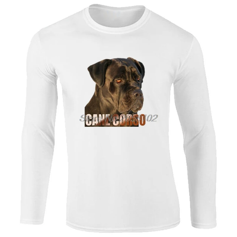 Cane Corso Dog Print T shirt Men Long Sleeve O neck Cotton T Shirt