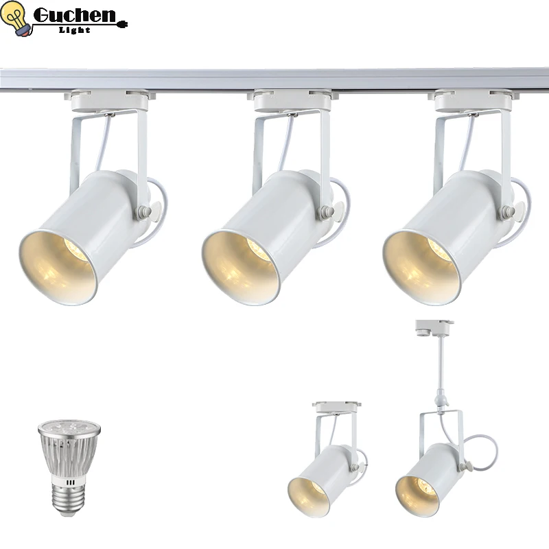 

Modern spot ceiling lamp E27 holder track light lamp Rotated Track Lighting for store shopping mall lighting lamp White color