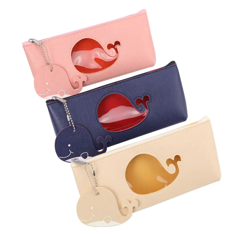 

TOPSTHINK Creative custom dual-purpose cute cosmetic pencil bag with whale hangings