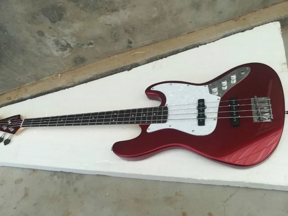 Independent Top Quality Fdjb-5008 Metal Red Color Solid Basswood Body Rosewood Fretboard 4 Strings Jazz Bass Electric Guitar Musical Instruments Free Shipping Sale Price