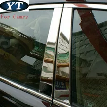 Авто среднего окна наличники столб Накладка для Toyota Camry 2012-, 6 шт./компл., нержавеющая сталь, автомобильные экстерьер аксессуары