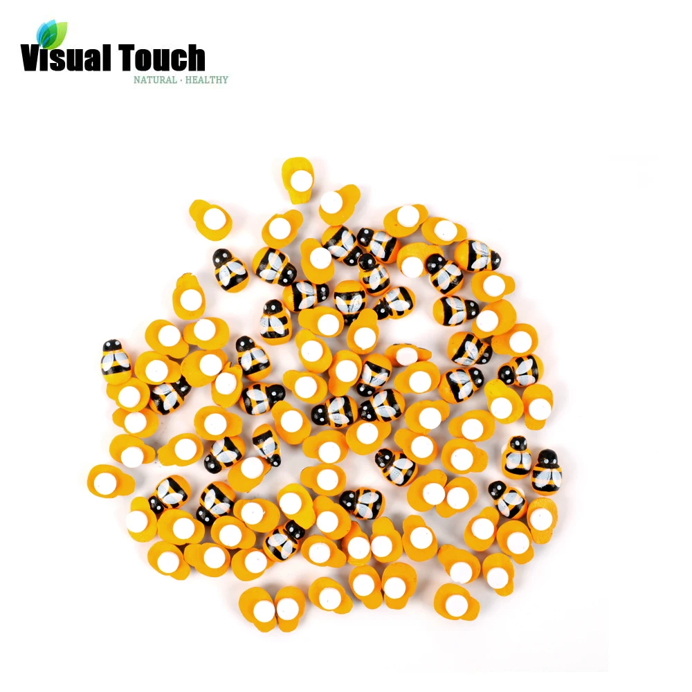 

Visual Touch 100pcs/bag Mini Bee Wooden DIY Ladybug Stickers Scrapbooking Easter Decoration Birthday Party Fridge Decorations