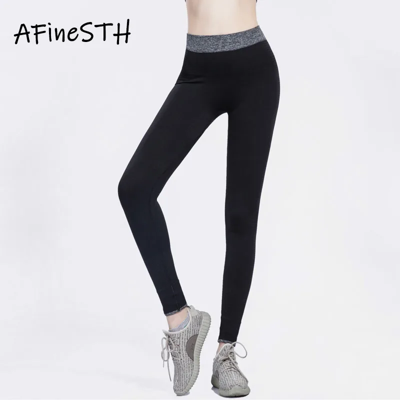 

AFineSTH 2019 Autumn Leggings Fitness Feminina Workout Sports Leggings Solid Color Quick Drying Woman Push Up Black Leggings