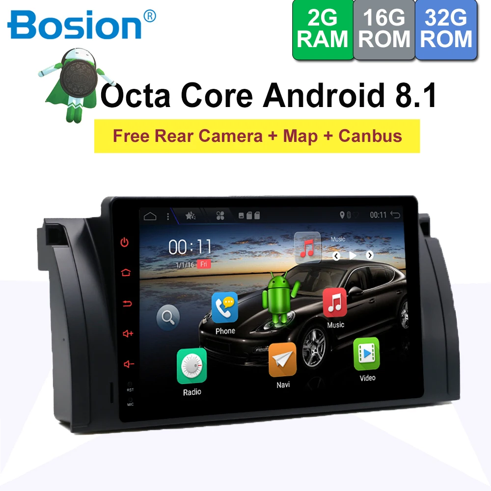 

9" Android 8.1 Car DVD Stereo GPS for BMW E39 E53 E38 M5 with WiFi BT Radio Free Camera Canbus Built in Map