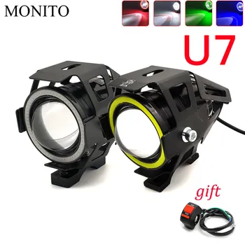 

Hot U7 Motorcycle Headlight Angel Eyes Head Lamp LED Waterproof Fog Light For yamaha xt 600 mt10 mt 09 tracer suzuki drz/ltz 400