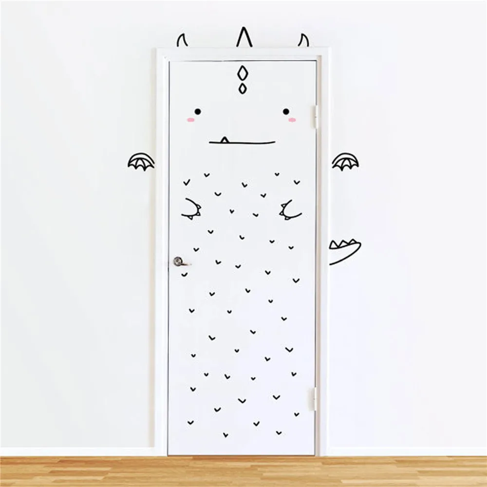 3D наклейки на стену для детей комнаты двери Стикеры скандинавском стиле кролик Ежик обезьяна домашнее украшение на холодильник съемный художественный плакат