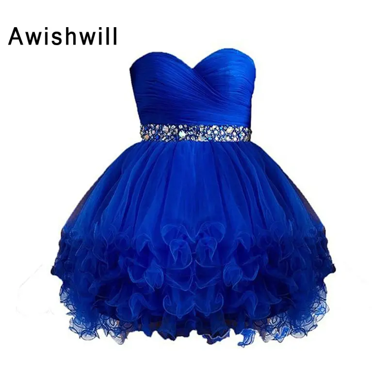 

Custom Made Sexy Short Homecoming Dress with Rhinestones Beaded Ruffles Tulle Real Picture Robe De Cocktail Party Dress