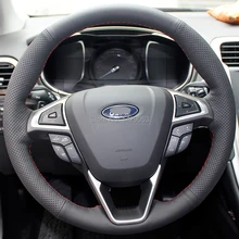 Чехлы на руль для Ford Mondeo 2013 Сделай Сам автостайлинг из натуральной кожи противоскользящие воздухопроницаемые крышки