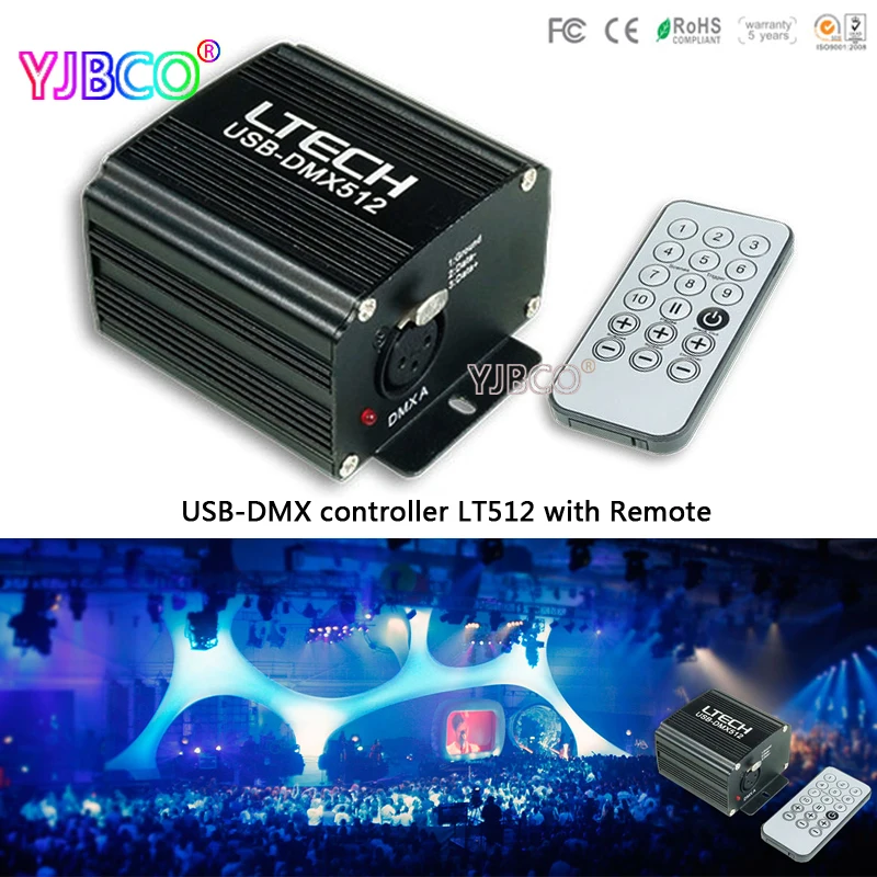 

LT512 USB-DMX Master controller DC5V Internal memory 120 steps;Mini USB Connection 512 Channel Master controller&IR remote