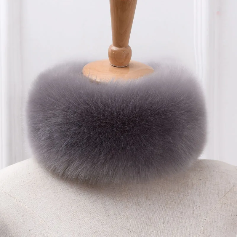

2019 New Winter Top Fashion Solid Scarf Women Faux Fox Fur Collar Ring Scarves Rabbit Raccoon Article Fake Warm Scarves Shawls