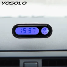 YOSOLO, 2 в 1, мини-термометр, цифровые часы, украшение автомобиля, аксессуары для интерьера, украшения, автомобиль-Стайлинг, автомобильный Декор
