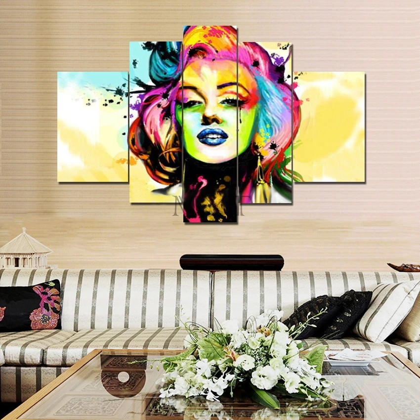 

Hand-painted oil painting, artistic abstraction, Marilyn Monroe, hot home decoration painting five paintingsMYT-30