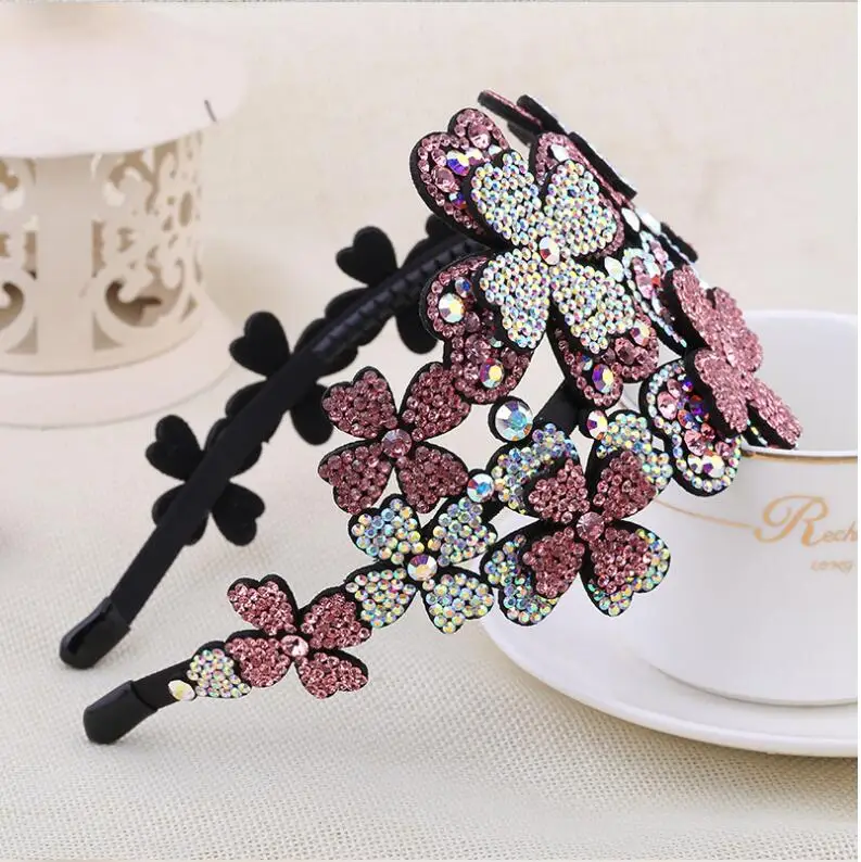 Роскошный Полный Rhinestone Женщины Hairbands Цветочный Кристалл повязки женские аксессуары для волос заколки голову обруч - Цвет: color D