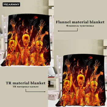 

Ghost Rider Skull Blanket TR/ Flannel Fleece Fabric Blanket New Year Decoration Comfortable Warm Super Soft Bedroom Home Textile