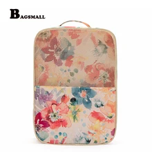 BAGSMALL פרח מודפס עמיד למים שקית נעל נסיעות מזוודות שקיות אחסון עבור עקבים נעליים ניידים מארגני חפצים פאוץ