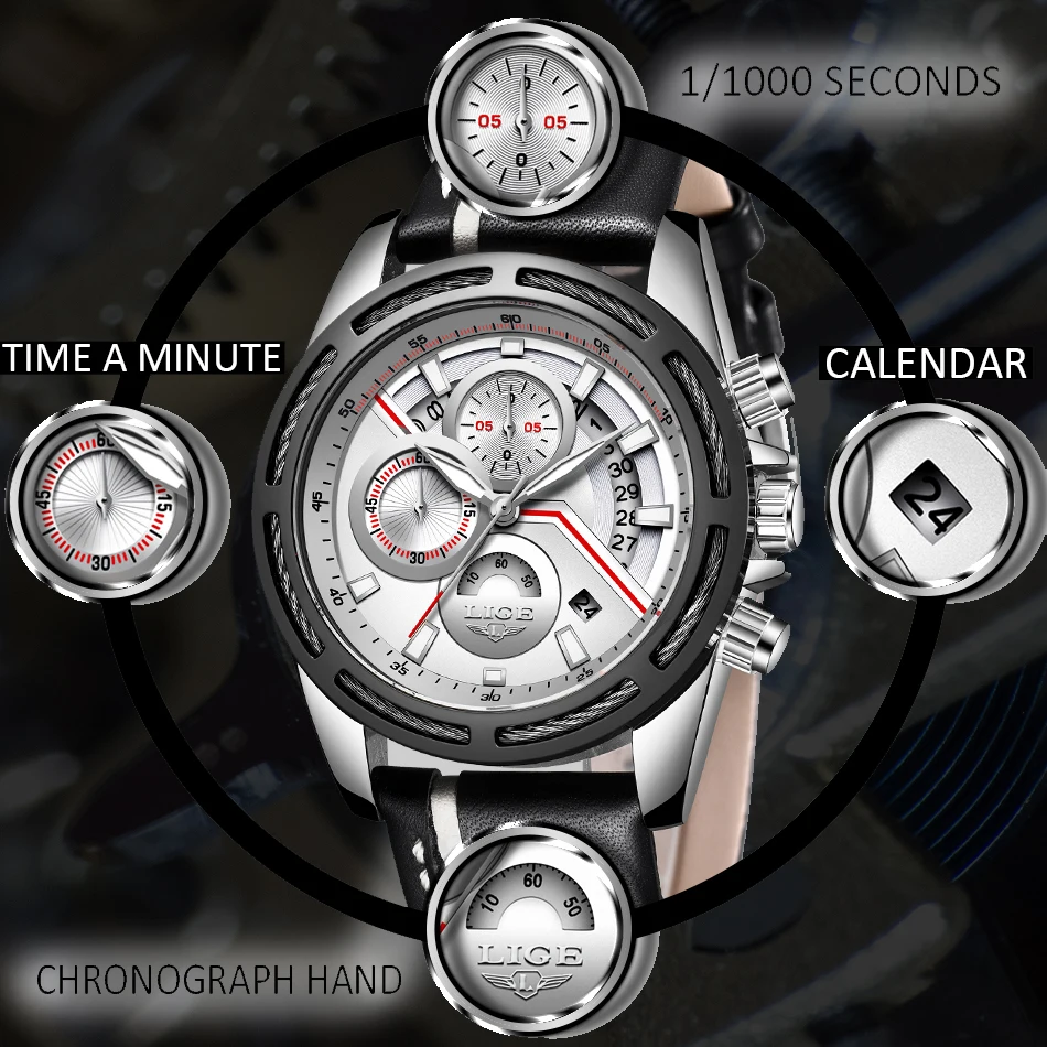 LIGE мужские s часы лучший бренд класса люкс спортивные кварцевые часы наручные часы водонепроницаемые модные часы в стиле кэжуал Masculino 9880