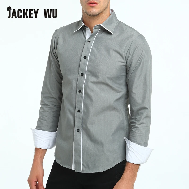 JACKEYWU повседневные рубашки модные корейские однотонные рубашки с длинными рукавами мужские дышащие Camisas белая мужская одежда 3XL