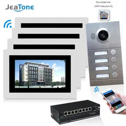 WI-FI IP телефон видео домофон Системы видео дверной звонок 7 ''Сенсорный экран для 4 этажа квартира/8 Zone Alarm поддержка смартфон