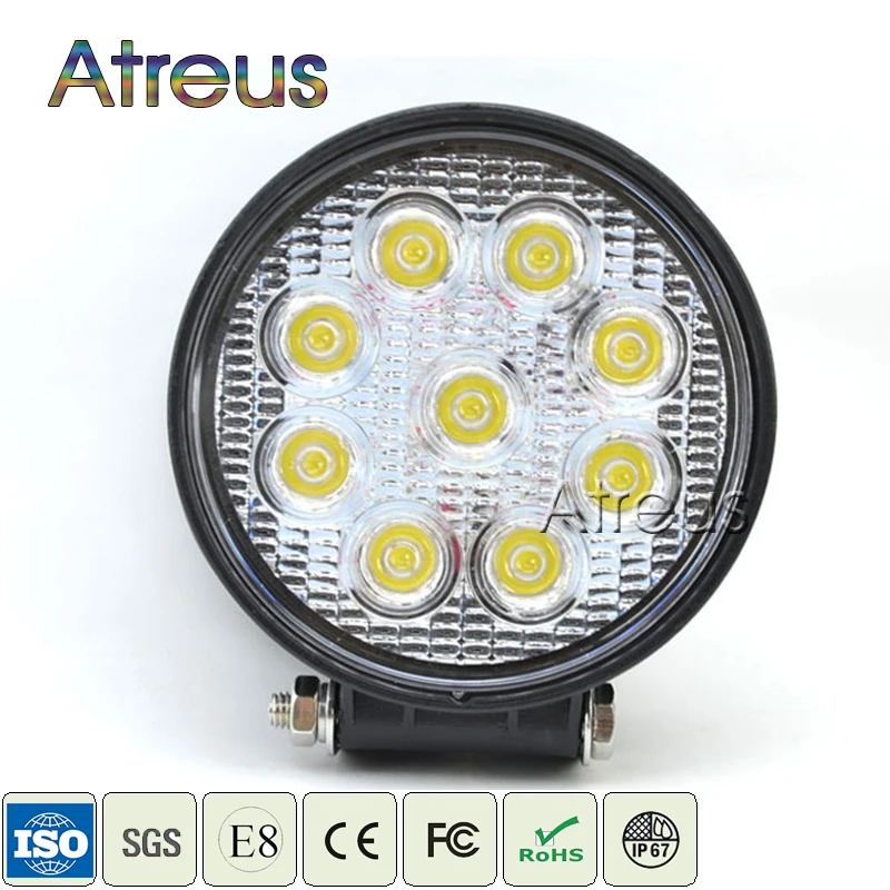 

Atreus 4Inch 27W 9X 3W Round Car LED Work light 12V Spot Flood Waterproof For 4x4 Offroad ATV Truck Driving Fog Lamp accessories