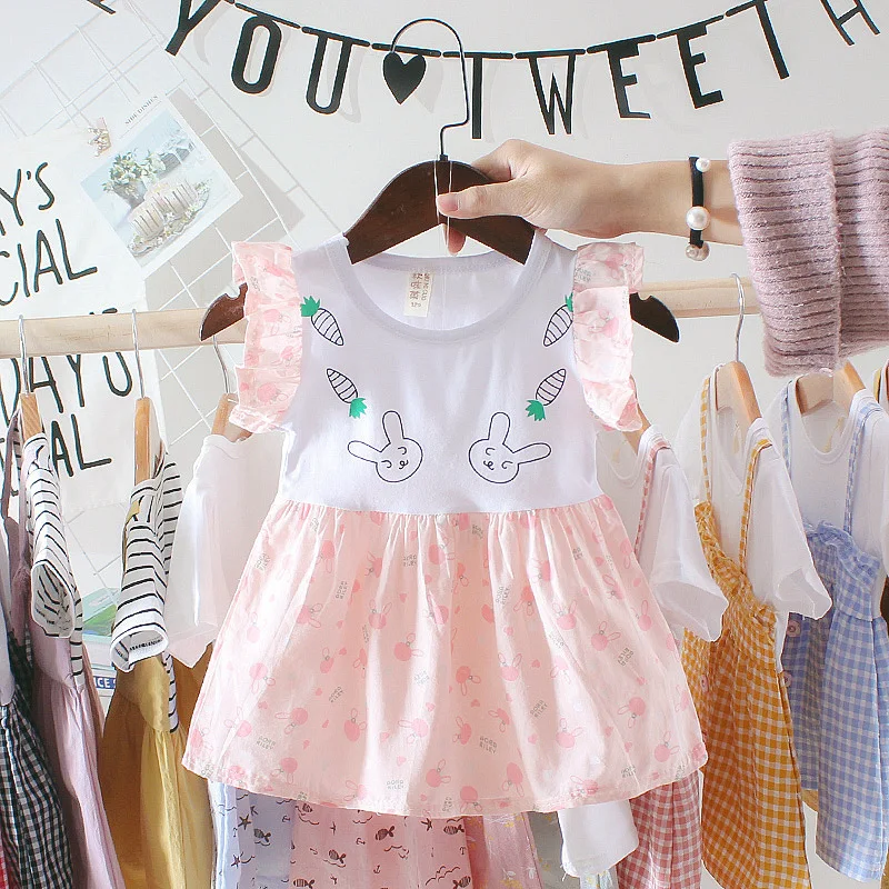 Summer Baby Princess Dresses For Kids Plaid Birthday Party Dress Casual baby Clothes Toddler Girl Newborn Fake Two pieces Dress (6)