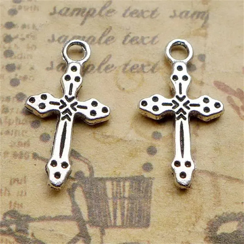 BULK 30 Zinc Alloy Tibetan Silver Plated Cross Charms Religious Faith
