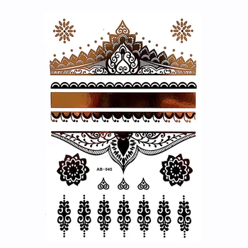 

1PC Hot Flash Metallic Waterproof Temporary Tattoo Gold Silver Men Women Henna Lace Hearts Royal Design Tattoo Sticker