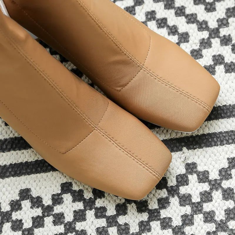 Qualité Talons Black Bottes Dames Stretch Sexy Slip Mode Automne Ville Cheville De Tissu Fun Hiver Haute Sur Chaussures Lycra apricot Femmes D92EHI