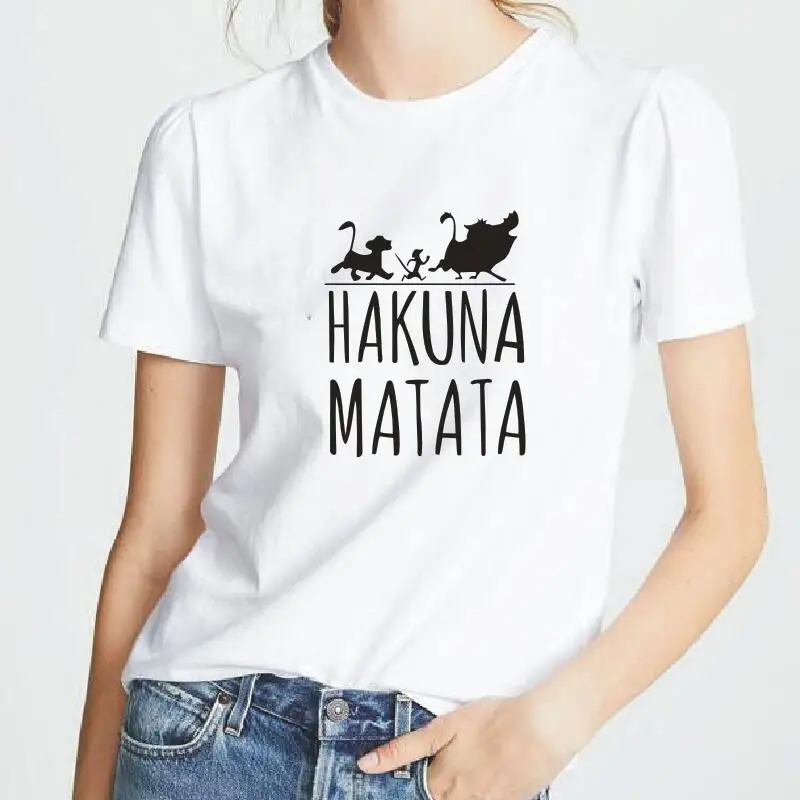 Футболка женская с мультяшным принтом Модный хлопковый топ коротким рукавом в