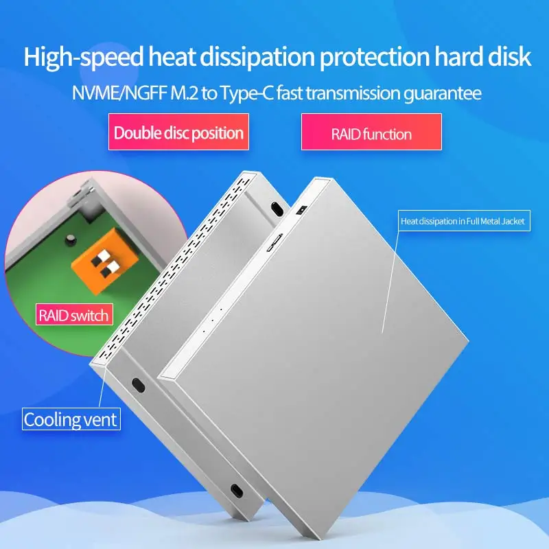 Dual Hard Disk Array Cabinet 2 5 Hard Disk Array with RAID Function 4 Modes USB3 2