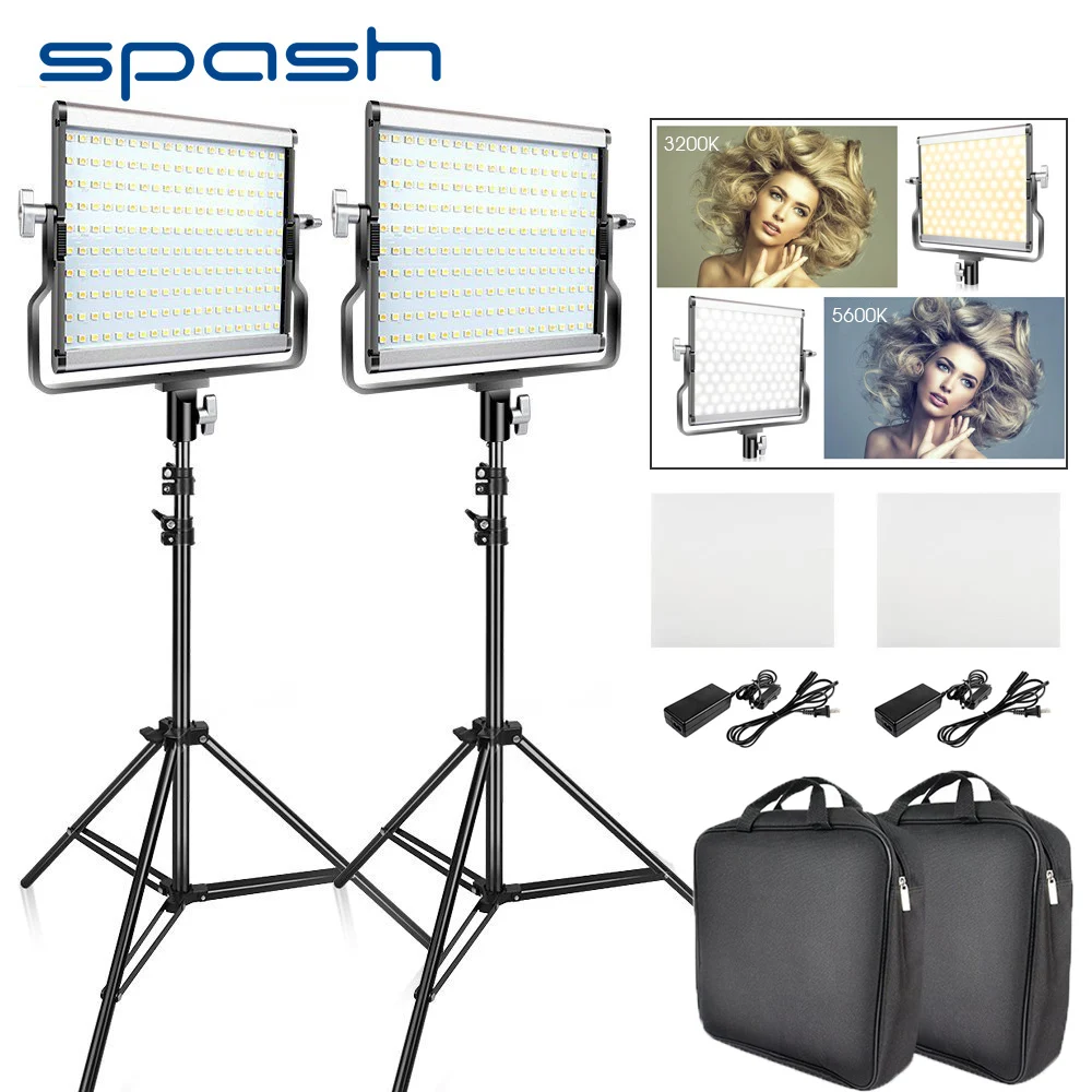  spash L4500 2 Sets LED Video Light with Tripod Bi-color 3200K-5600K CRI95 Photography Lighting Phot - 32881305160