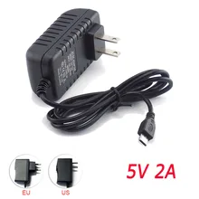 Micro Usb AC DC Power Adapter 5V 2A EU US Plug 100V 240V 2000mA Charger Supply